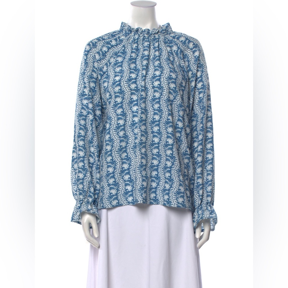Hill House Blue and White Patterned Blouse - The Millie Top Blouse